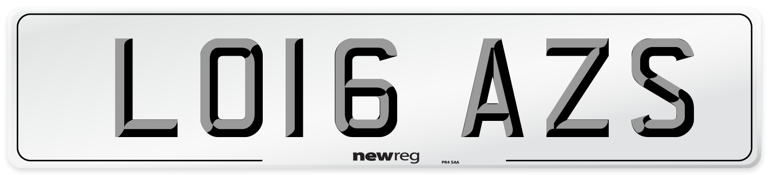 LO16 AZS Number Plate from New Reg